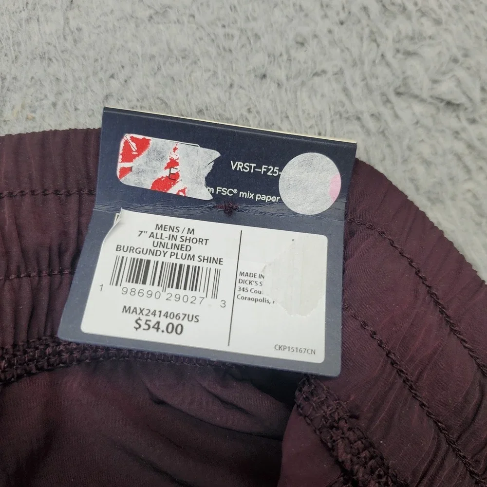 VRST All-In Unlined Shorts Mens Medium Burgundy Comfort Water Repellent UPF 50+‎